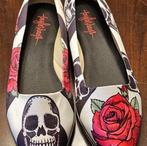 Stylish Skull and Rose Flats by TaylorSays